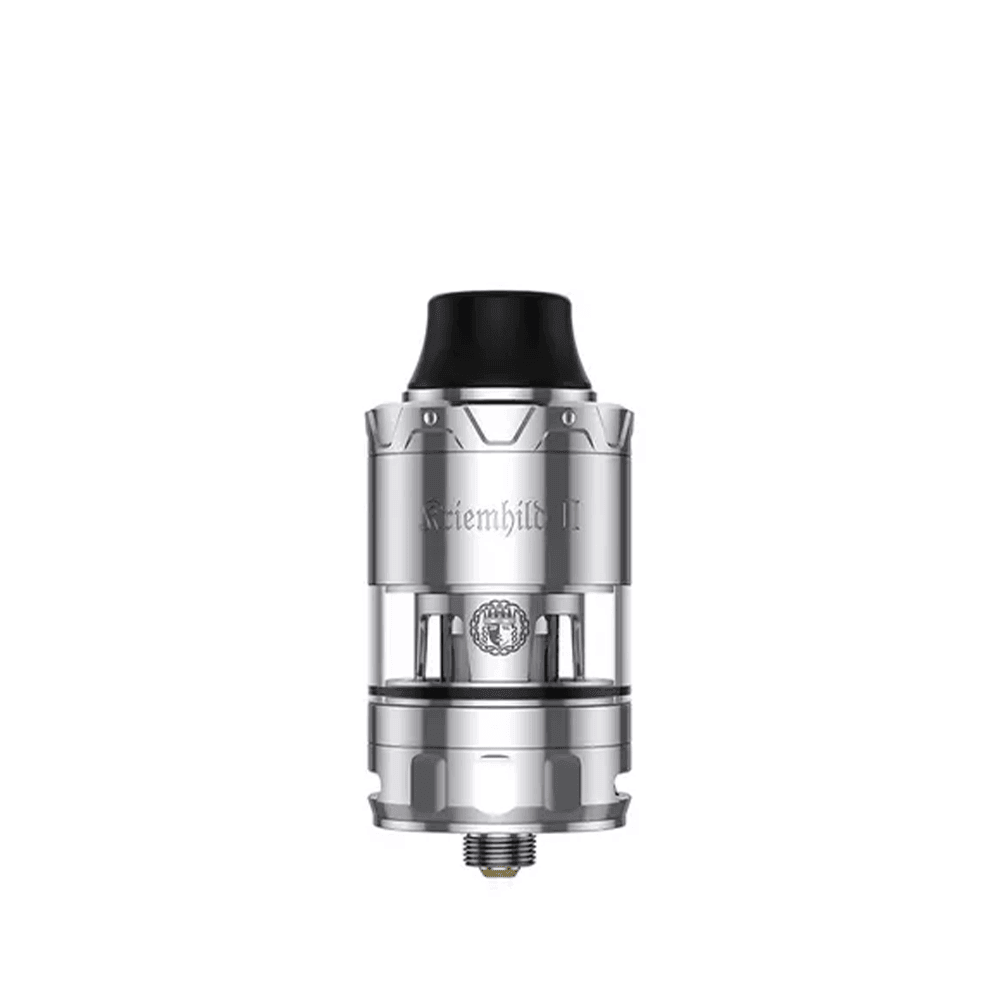 Vapefly Kriemhild II sub-ohm tank in silver, showcasing its sleek design.