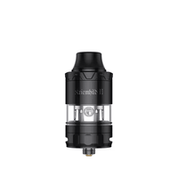 Black Vapefly Kriemhild II sub-ohm tank with clear glass section and metal accents.