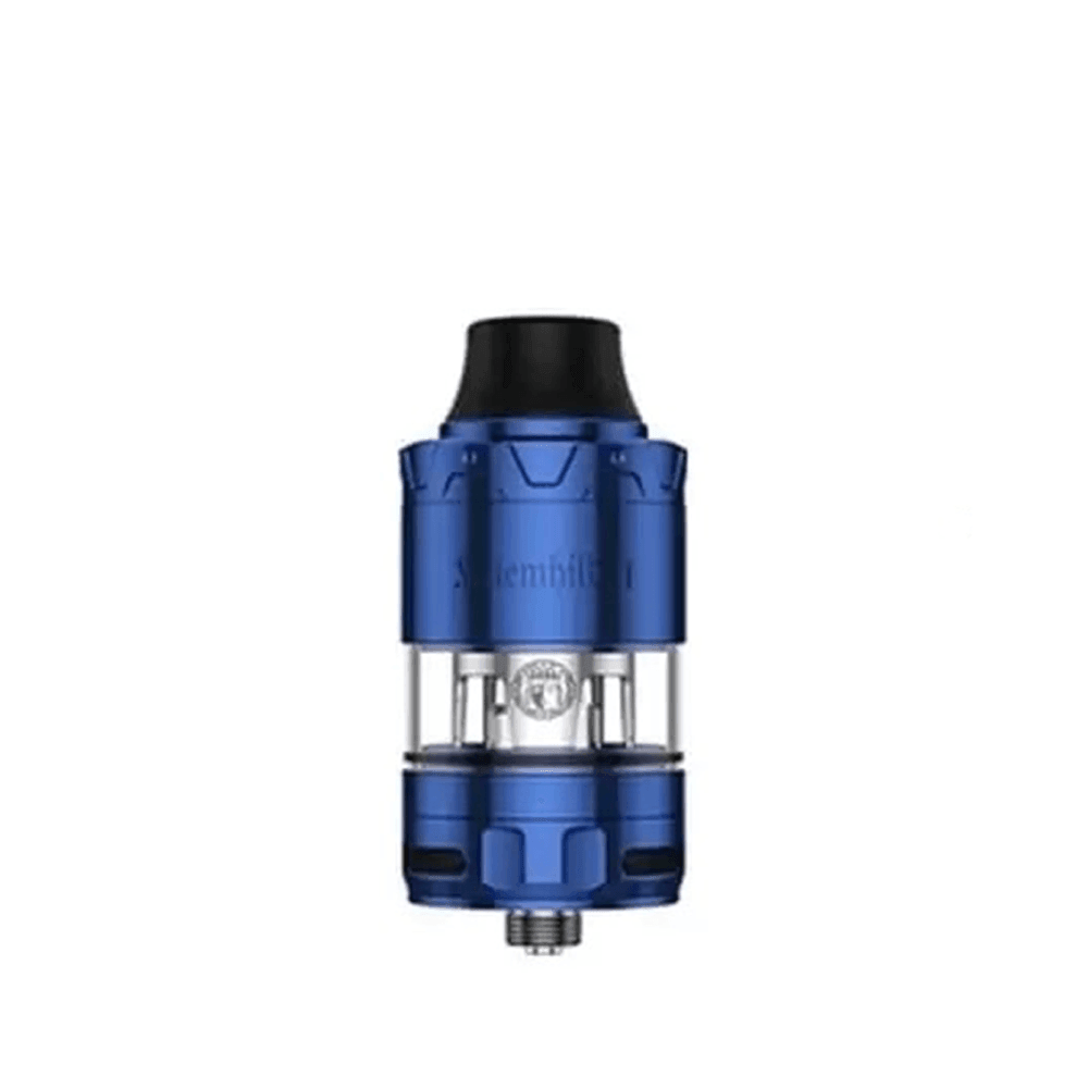 Blue Vapefly Kriemhild II sub-ohm tank with clear glass chamber.