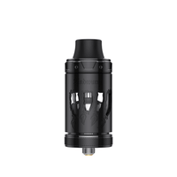 Black Vapefly Lindwurm RTA with intricate design, UK vape hardware.