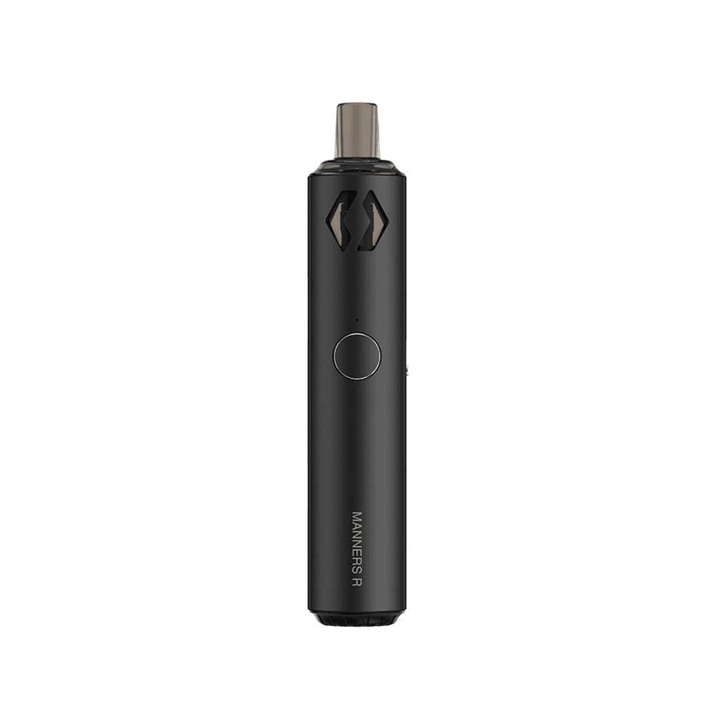 Black Vapefly Manners R pod system vape kit, sleek and compact design.