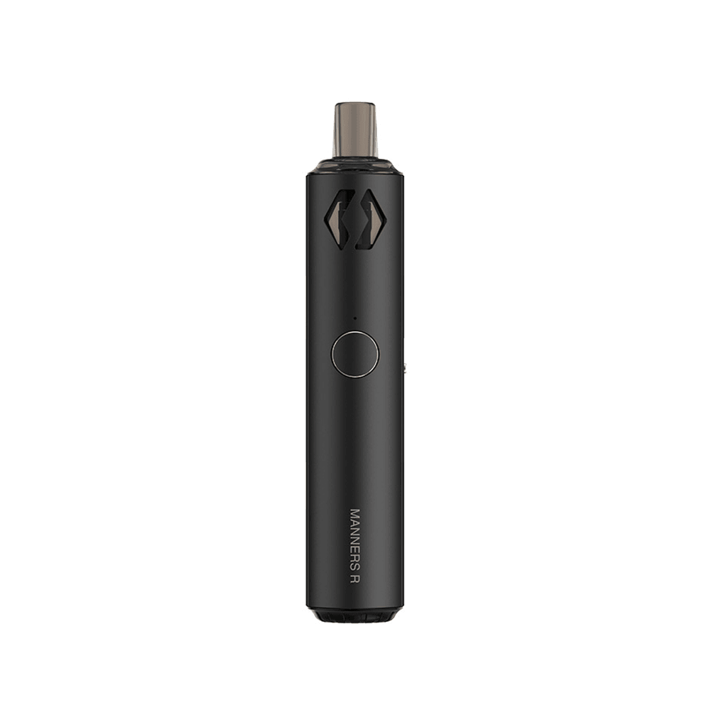 Sleek black Vapefly Manners R pod system vape pen.