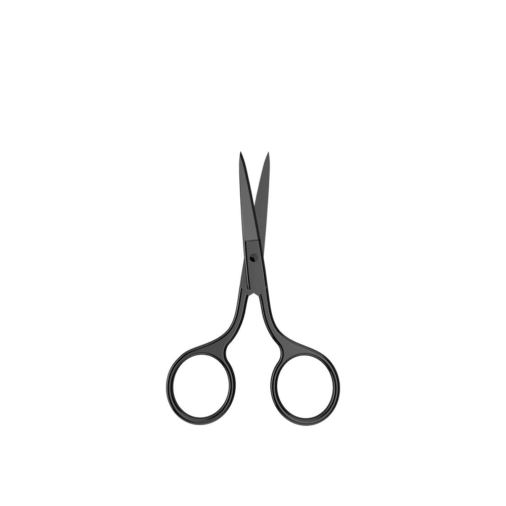 Black precision scissors on a white background.