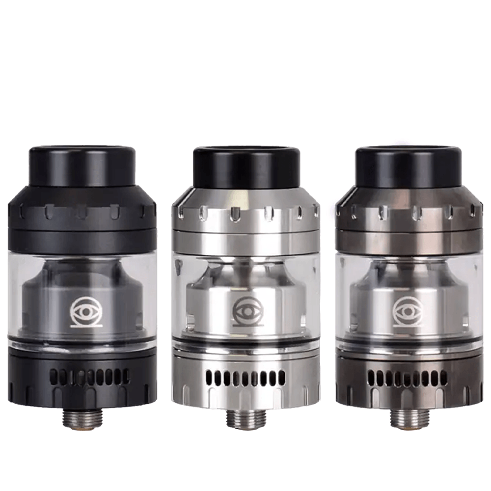 Three Vaperz Cloud Osiris Mini RTA tanks in black, silver, and gunmetal.