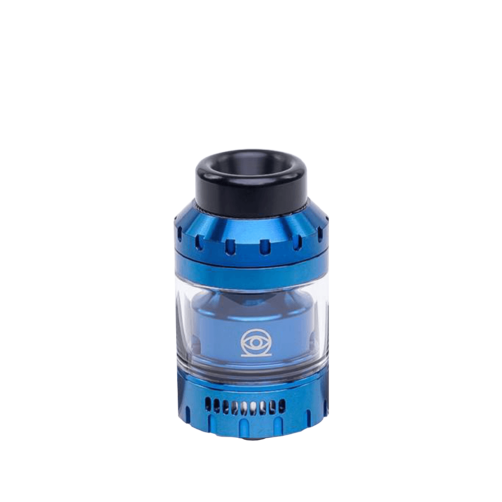 Blue Vaperz Cloud Osiris Mini RTA with a clear tank and black drip tip.