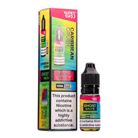 A 10ml bottle of Ghost Nic Salts in  Caribbean Crush, designed for a smooth and satisfying nicotine salt vaping experience.