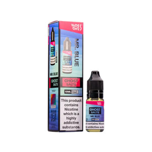 A 10ml bottle of Ghost Nic Salts in Mr Blue Flavour, designed for a smooth and satisfying nicotine salt vaping experience.