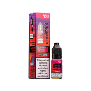 A 10ml bottle of Ghost Nic Salts in Strawberry Grape, designed for a smooth and satisfying nicotine salt vaping experience.