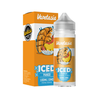 Vapetasia Iced Pango e-liquid, 100ml bottle, orange and yellow packaging.