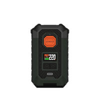 Vaporesso Armour Max box mod with digital display, black with orange accents.