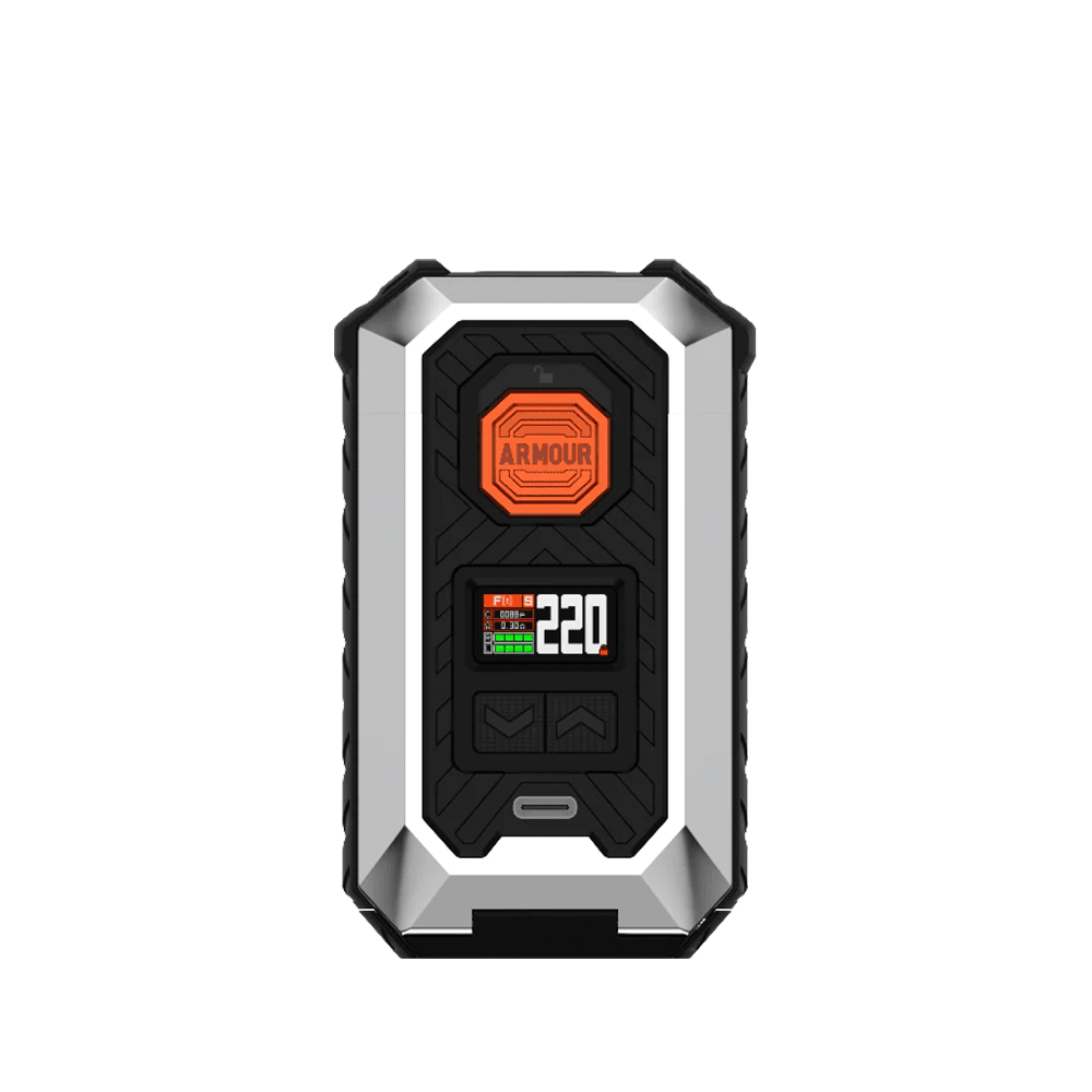 Vaporesso Armour Max Box Mod with digital display and Armour branding.