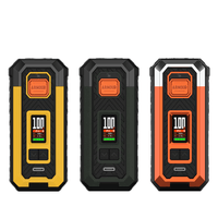 Three Vaporesso Armour S box mods in yellow, black, and orange with digital displays.