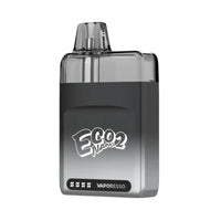 Vaporesso Eco Nano 2 Pod Vape Kit in Urban Grey finish. The compact device features a transparent pod on top, Eco Nano 2 branding in white, and Vaporesso logo at the bottom, highlighting its minimalist and modern design.