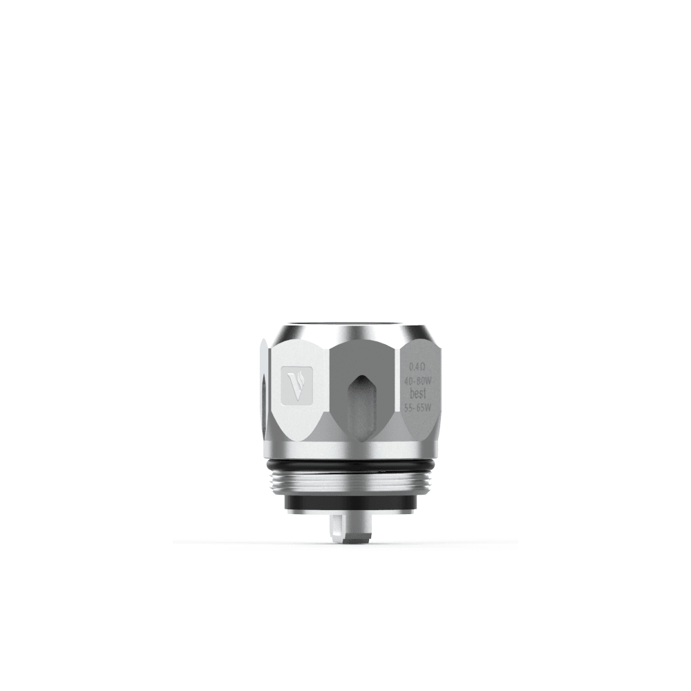 Vaporesso GT replacement coil head, silver, isolated on white background.