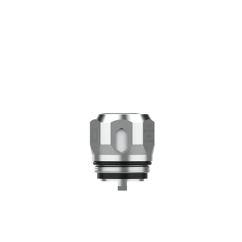 Vaporesso GT replacement coil head, silver, isolated on white background.