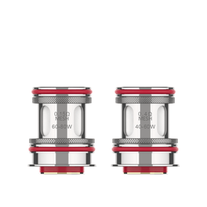 Vaporesso GTR replacement coils, 0.15Ω and 0.4Ω mesh, shown against a white background.