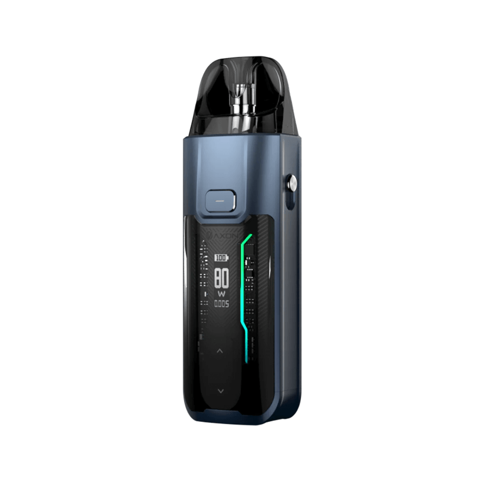 Vaporesso Luxe XR Max vape kit in blue, featuring a digital display and sleek design.