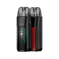 Vaporesso Luxe XR Max Kit in black and red, showcasing its sleek design and digital display.