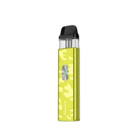 Vaporesso XROS 4 Mini Pod Kit in camo yellow design, sleek and modern vaping device.