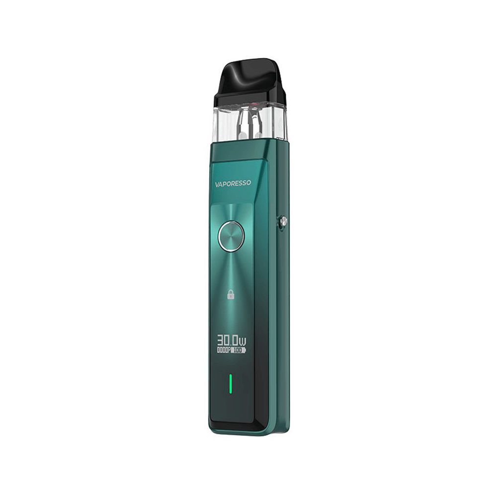 Vaporesso XROS Pro Pod Kit in teal, featuring a display and button on the front.