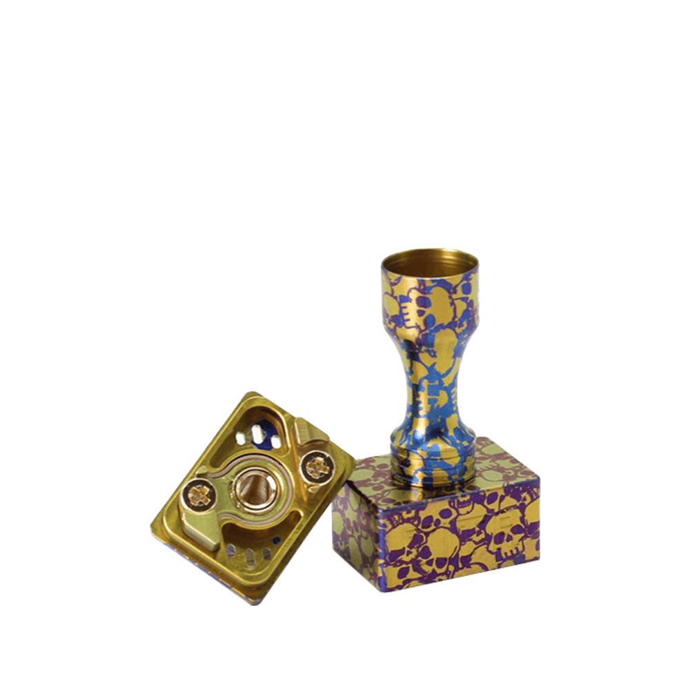 Veepon Tita X RBA Titanium Edition with skull design in gold and blue.