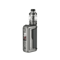 Silver Voopoo Argus GT II vape kit with clear tank and digital display.