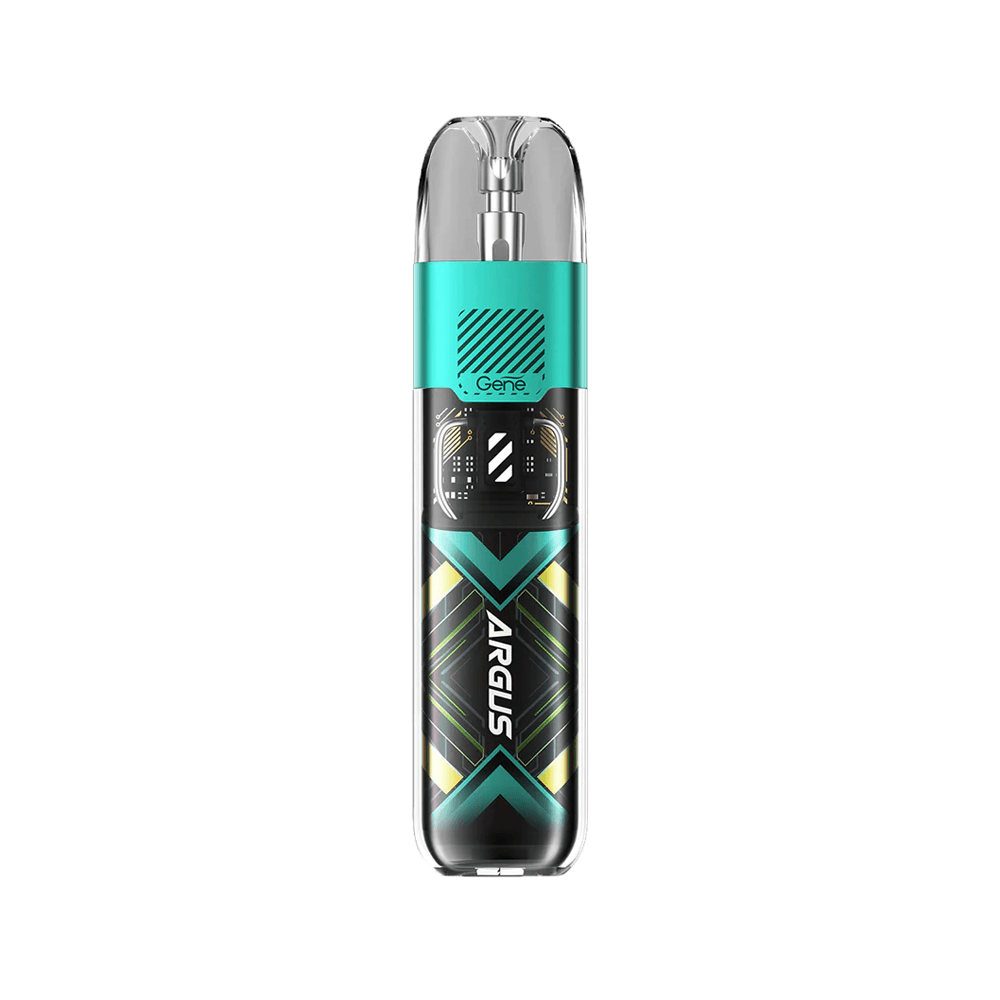 VooPoo Argus P1S Pod Kit in teal, featuring a sleek design and Gene chip branding.