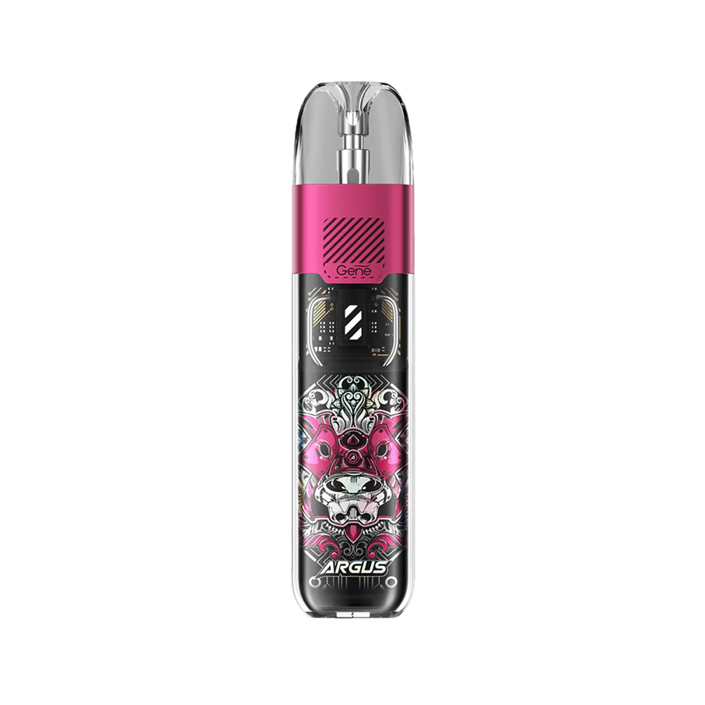 Voopoo Argus P1S Pod Kit with pink detailing and intricate design.