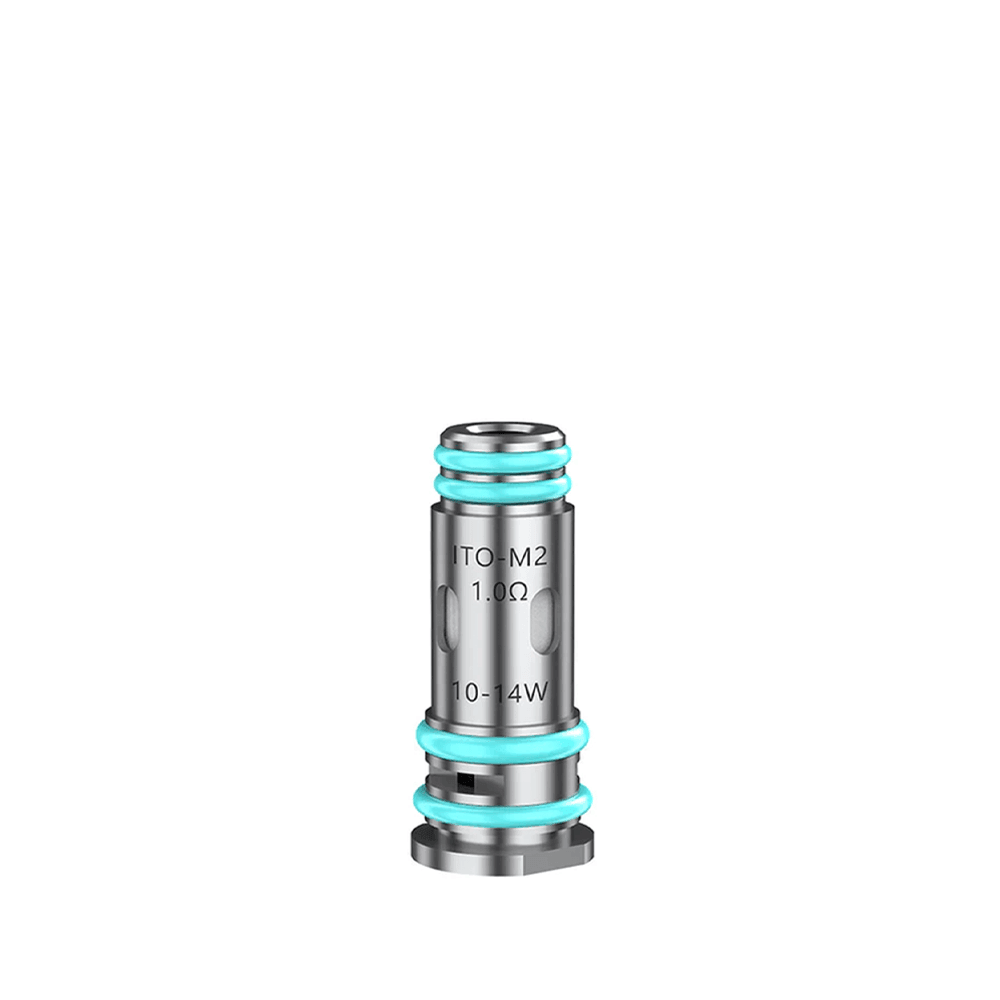 VooPoo ITO-M2 replacement vape coil with teal accents.