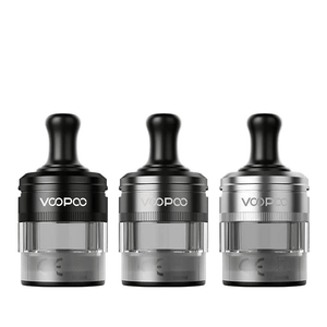 Three Voopoo PnP-X MTL replacement pods in black and silver.