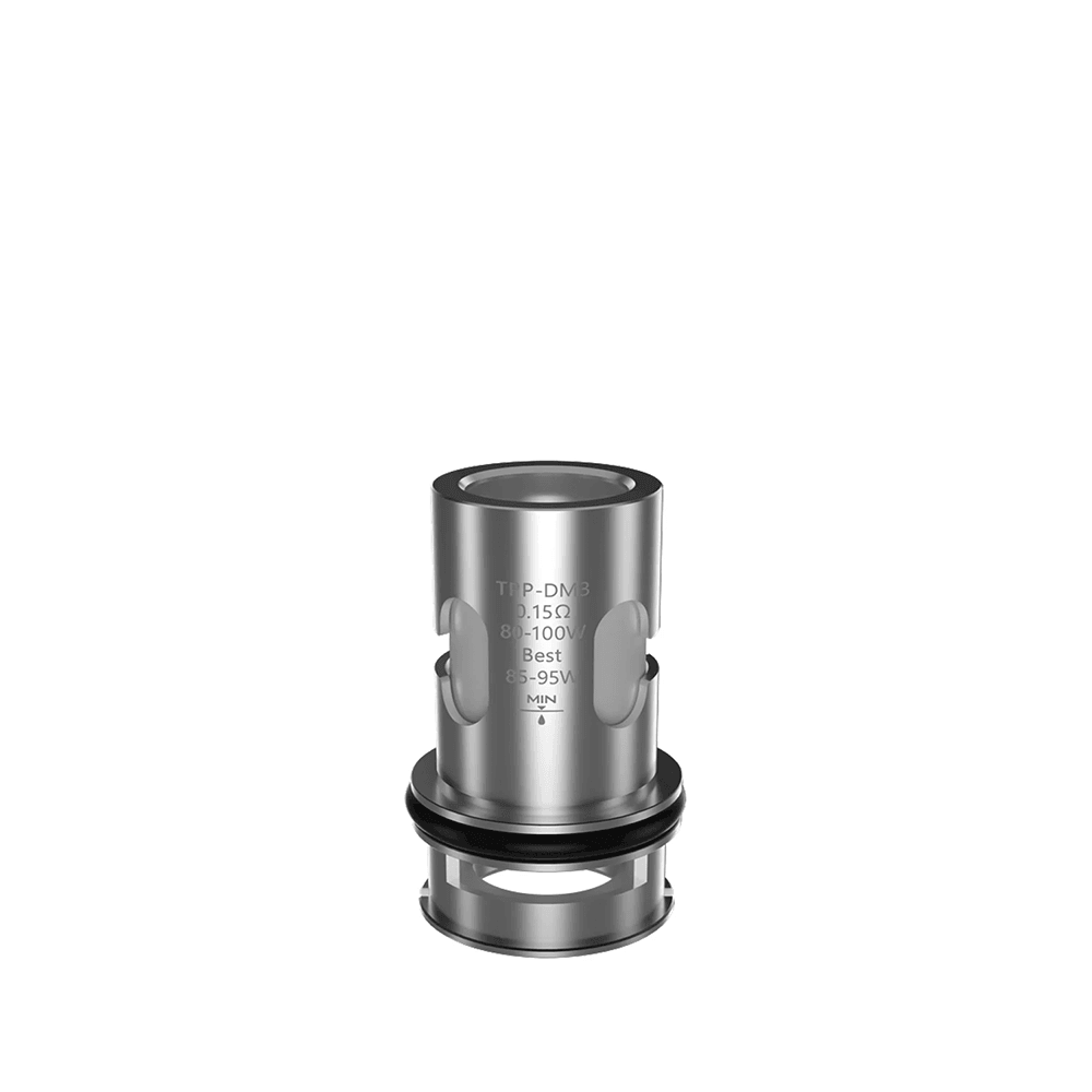 VooPoo TPP-DM3 replacement coil, silver, 0.15Ω, 80-100W, shown on a white background.