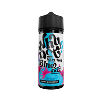 100ml shortfill bottle with "Why Not? Vape This Blue Razz" design.