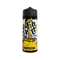 Why Not? Mango Passion 100ml Shortfill vape juice bottle with colourful fruit graphics.