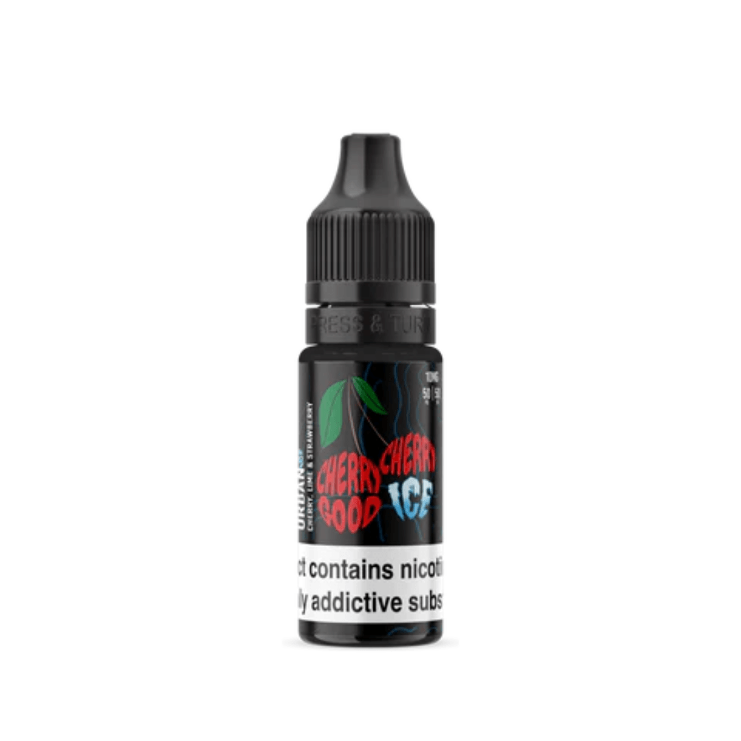 Wick Liquor Cherry Good Cherry Ice 10ml nic salt e-liquid bottle with black cap and cherry design.