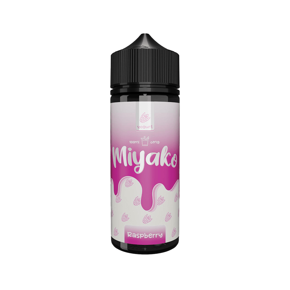 Wick Liquor Miyako Raspberry 100ml shortfill bottle with pink and white label design.