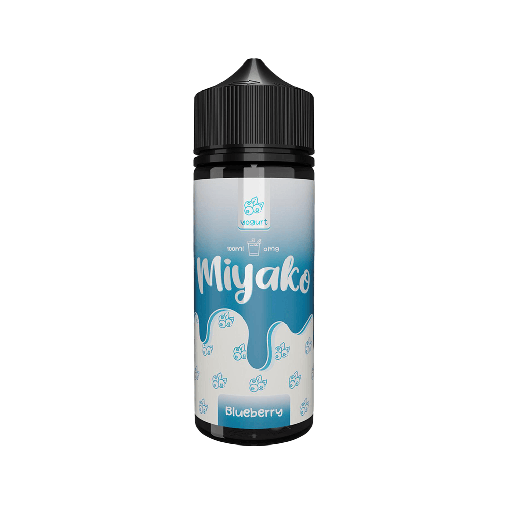 Wick Liquor Miyako Blueberry 100ml shortfill e-liquid bottle with a blue and white label.