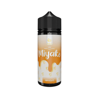 Wick Liquor Miyako Apricot 100ml shortfill vape juice bottle with a yogurty design.