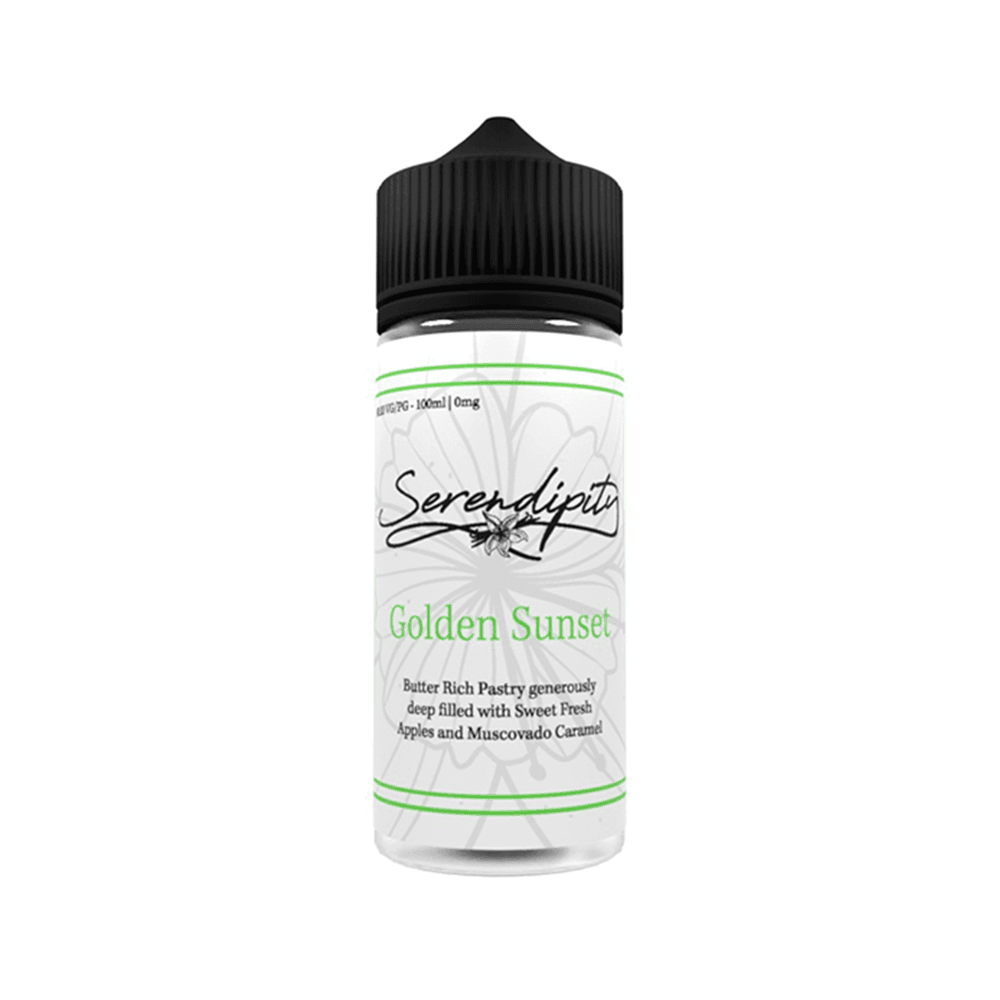 Wick Liquor Serendipity Golden Sunset vape juice bottle, 100ml shortfill.