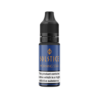 Wick Liquor Solstice Morning Star 10ml vape bottle with nicotine warning label.