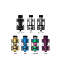 Seven Wirice Launcher sub-ohm tanks in various colours, including black, gold, and rainbow.