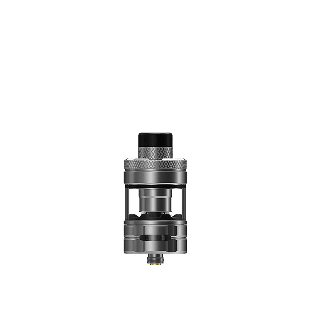 Wirice Launcher sub-ohm vape tank, silver, isolated on white background.