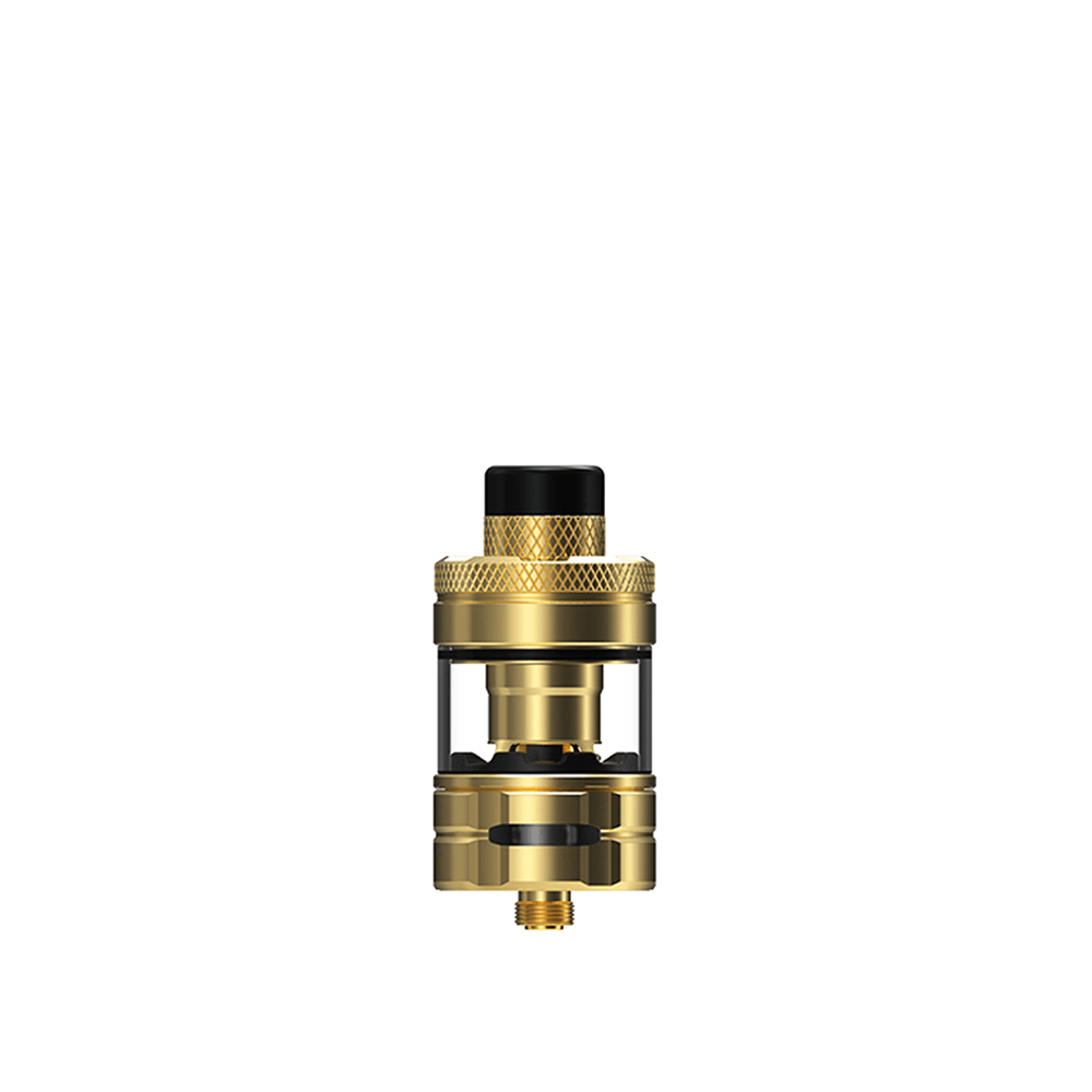 Gold Wirice Launcher sub-ohm vape tank on white background.