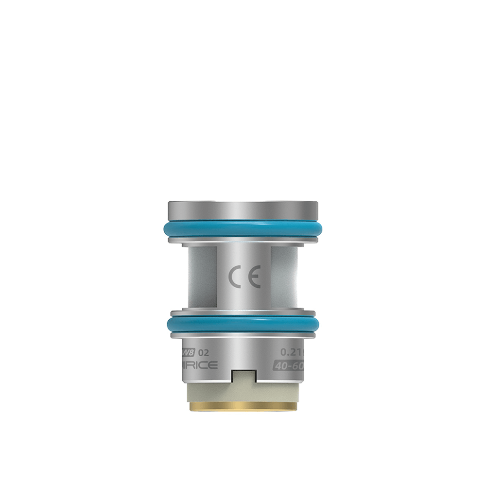 Wirice W8 mesh coil head with blue O-rings, suitable for vaping devices.