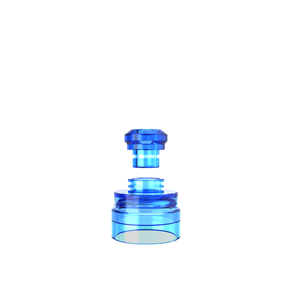 Yachtvape Claymore RDA colourful kit in blue, displayed in separate components.