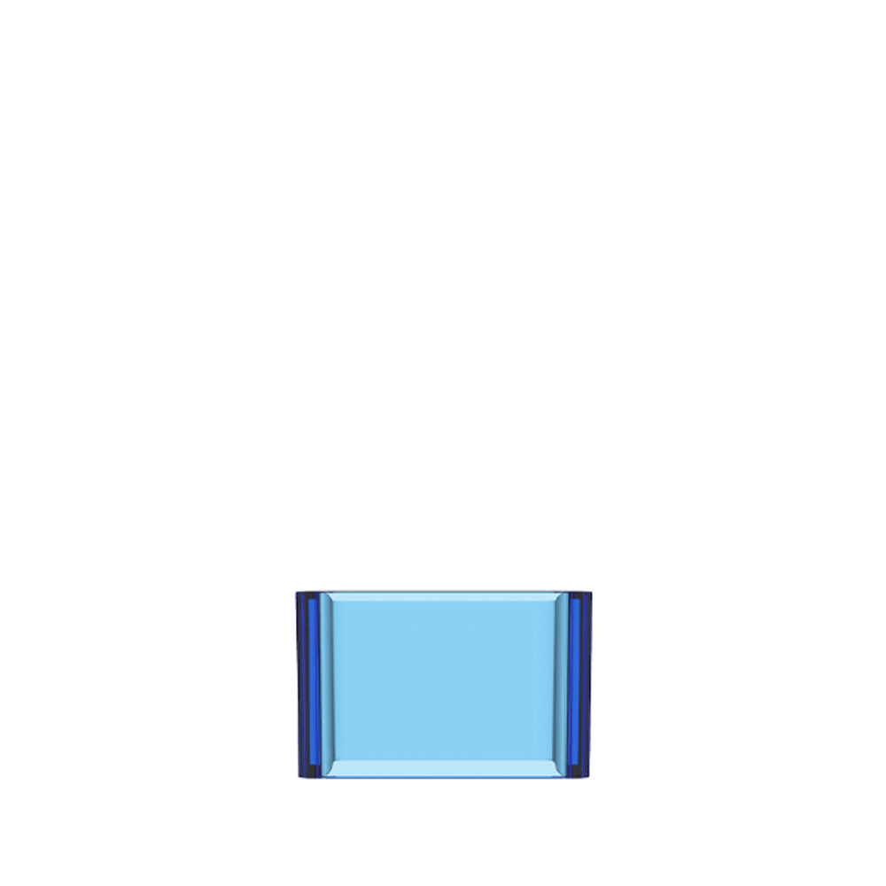 Clear blue rectangular vape replacement tube on a white background.