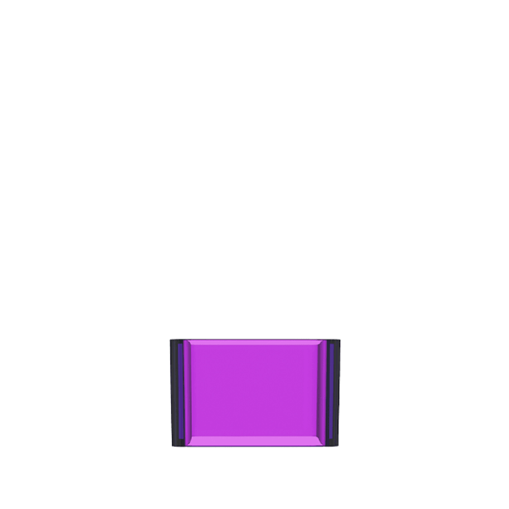 Purple rectangular vape accessory with black edges against a white background.