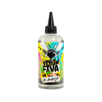 A colourful vape juice bottle with a vibrant bee-themed label design.