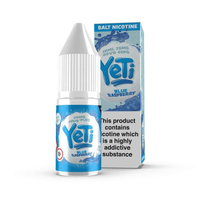 Yeti Blue Raspberry 10ml salt nicotine e-liquid bottle and box.