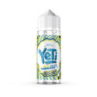 Yeti Sourz Sour Blue Raspberry Ice 100ml shortfill vape juice bottle with a colourful label.