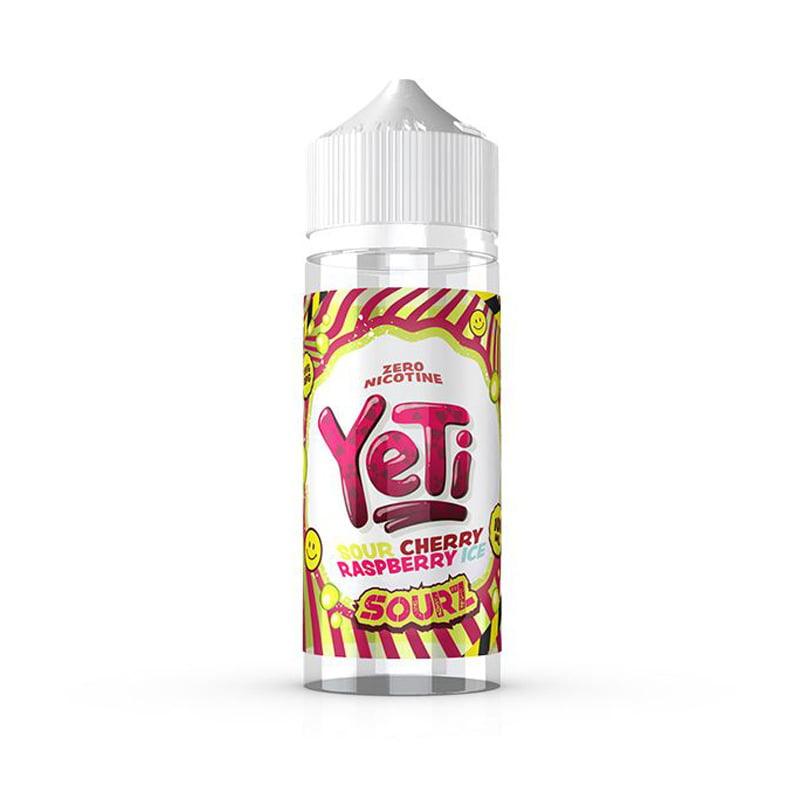 Yeti Sour Cherry Raspberry Ice e-liquid bottle with vibrant, colourful label design.